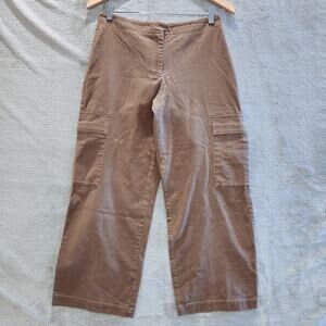 Eileen Fisher Womens Brown Cropped Wide Leg Cargo Pants Size XS Silent Luxury